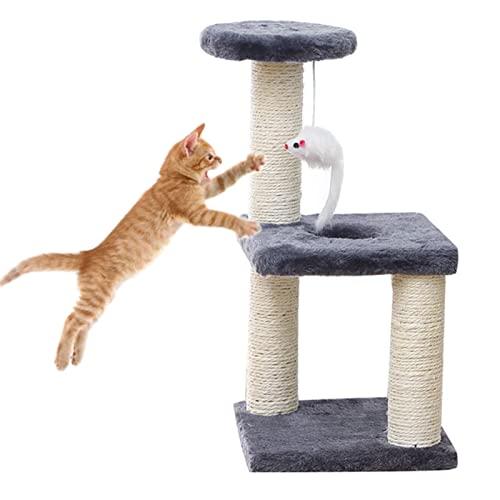 Cat Tree, 16 inch Grey Cute Cat Tower Scratching P...