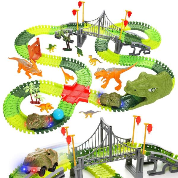 BEMITON Dinosaur Toys Race Car Track, Create a Din...