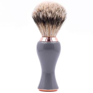 Parker Safety Razor - デラックスグレーとローズゴールドハンドルプレミアムシルバーチップバッジャー剛毛メンズとレディースシェービン