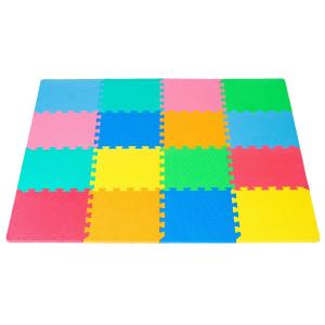 ProSource パズルソリッドフォームプレイマット 子供用 - 36タイル エッジ付き 16 Tiles