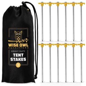 Wise Owl Outfitters Tent Stakes - Heavy Duty Camping Stakes for Outdoor Ten