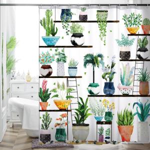 wah chun 厚手 丈夫な布製シャワーカーテンセット バスルーム ファブリック フォールカーテン 防水 カラフル クリエイティブパターン フック付