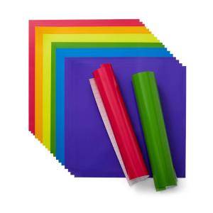 Cricut Vinyl Permanent - Bright Rainbow Sampler, 12x12 Vinyl Sheets, Create