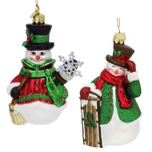 Kurt Adler ノーブルスノーマンガラスオーナメント2点セット 5インチ