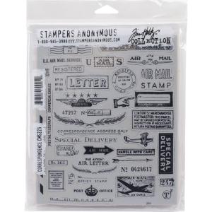 Stampers Anonymous Tim Holtz Cling Rubber Correspondence Stamp Set, 7 x 8.5
