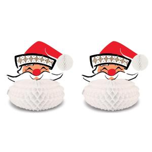 Beistle 20897 Vintage Christmas Santa Centerpiece 2 Piece 10 赤/白/黒