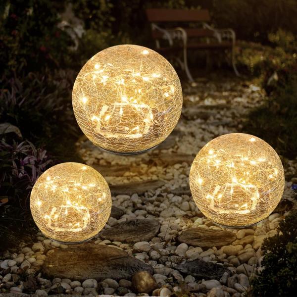 Bannad Garden Solar Lights, Cracked Glass Ball Wat...