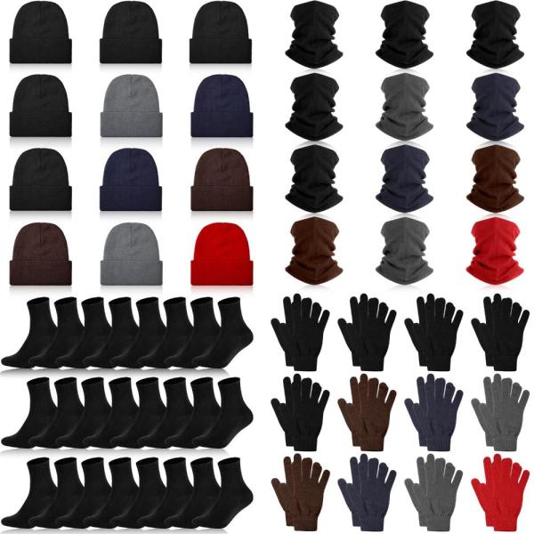 Kenning 48 Pcs Winter Beanie Hat Neck Warmer Glove...