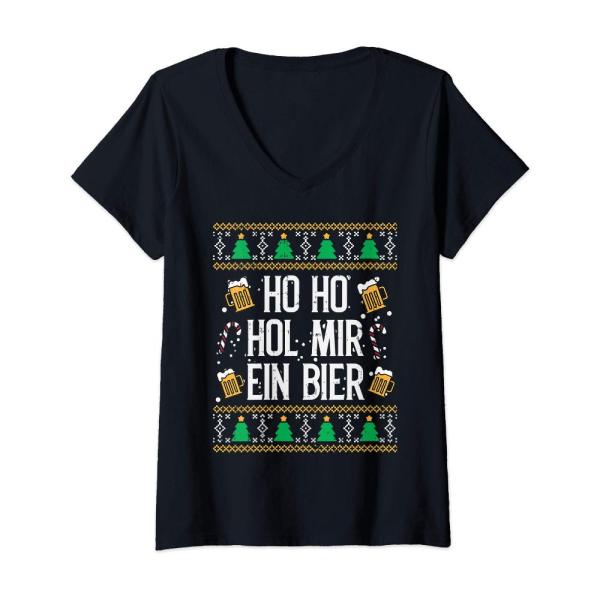 Womens Ho Ho Hol Mir Ein Bier Ugly Christmas Germa...