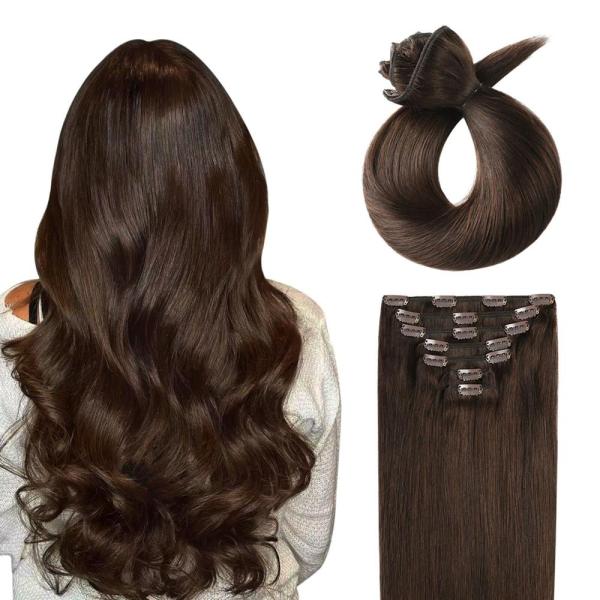 Clip in Hair Extensions Real Human Hair 15inch Rem...