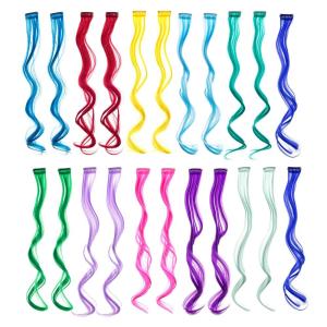 SWACC 22 Pcs Colored Party Highlights Clip on in Hair Extensions Multi-Coloの商品画像