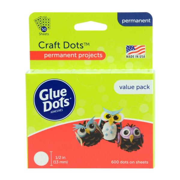 Glue Dots .5 Craft Dot Sheets Value Pack-600 Clear...