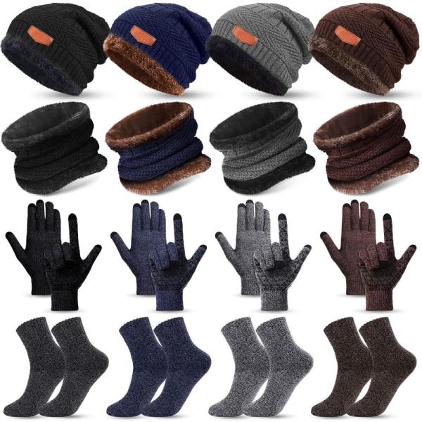 JaGely 16 Pcs Winter Hat Scarf Gloves Sock Set Kni...