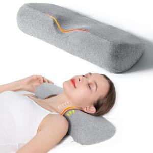 頚椎枕 睡眠用 低反発素材ボルスター枕 首の痛みを緩和 ネックロールピロー ネックサポート枕 ベッドサイドスリーパー用 (ライトグレー)｜joyfullab