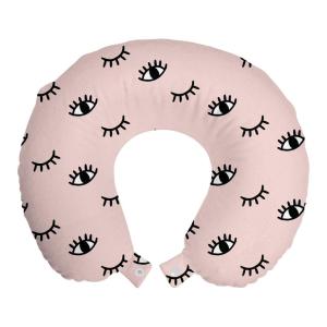 Ambesonne Eyelash Travel Pillow Neck Rest, Doodle Style Open and Closed Eye