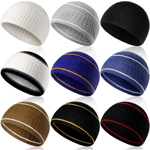 Funtery 9 Pieces Knit Kufi Hats Skull Caps for Men...