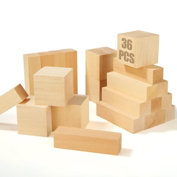 バスウッド彫刻ブロック 36個 4x1x1 2x2インチ ホイットリング木彫りブロック バスウッド ...