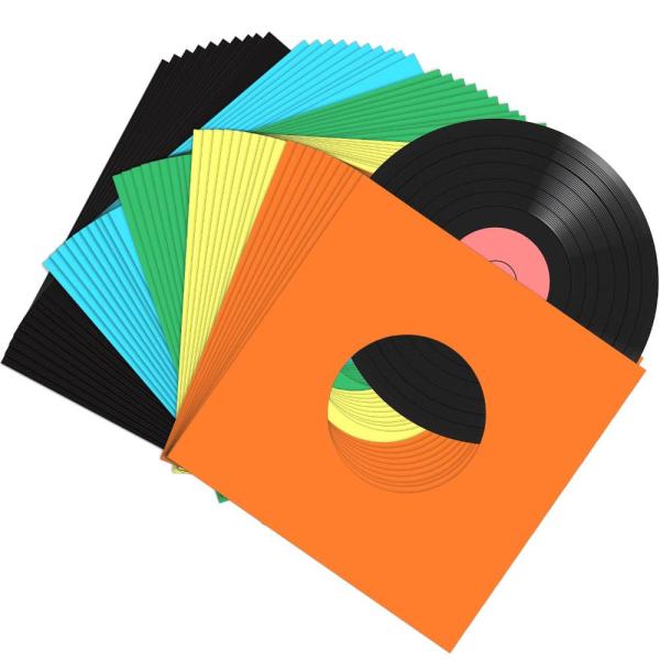 50 Pieces Paper Vinyl Record Sleeves 45 RPM Protec...