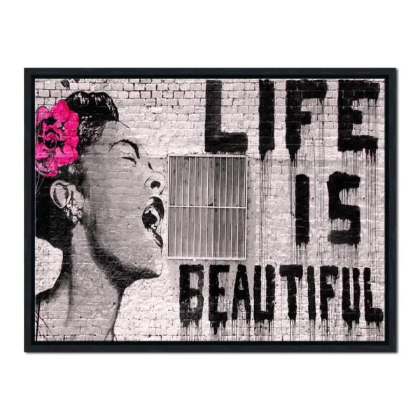 Pyradecor ブラックフレーム Banksy Life is Beautiful アートワーク...