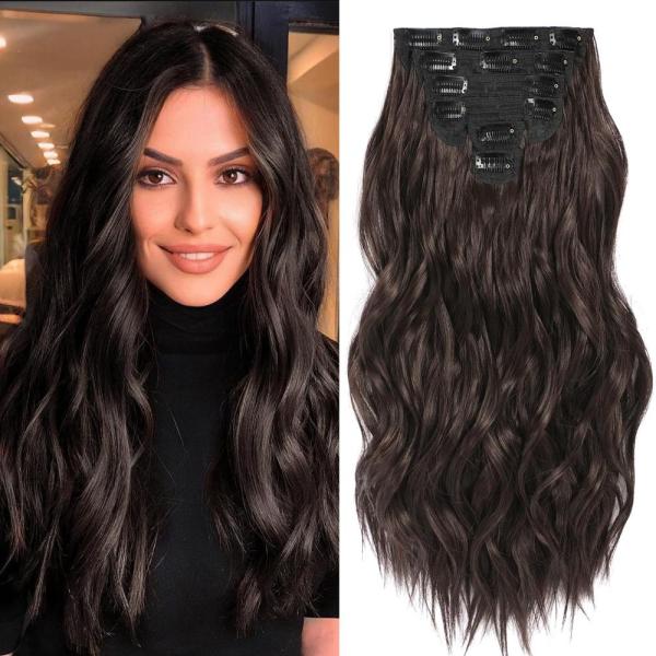 Fliace Clip in Hair Extensions, 6 PCS Natural &amp; So...