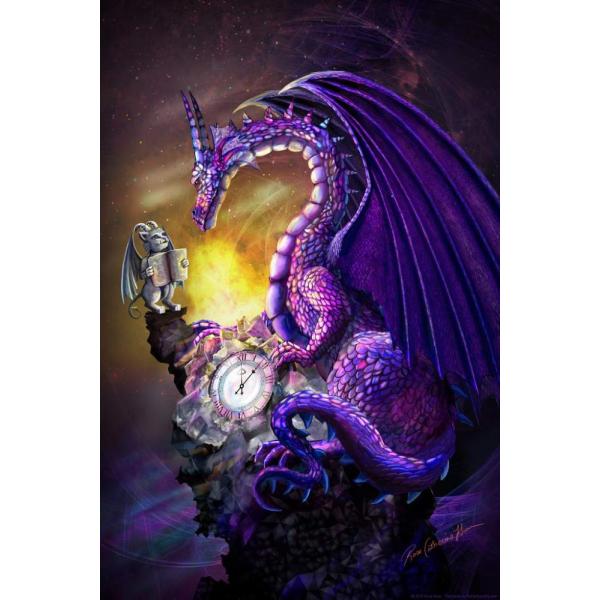 Purple Time Dragon with Gargoyle Friend by Rose Kh...