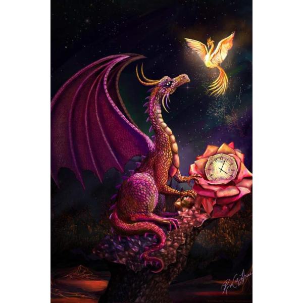 Red Time Dragon with Phoenix Friend by Rose Khan C...