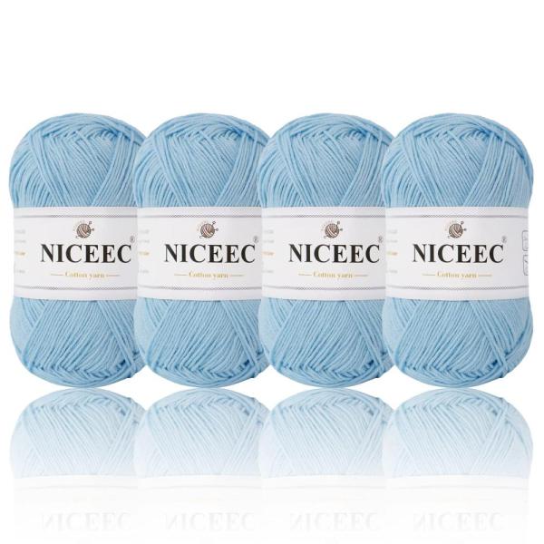 NICEEC 4 Skeins Soft Baby Yarn 100% Cotton Yarn fo...