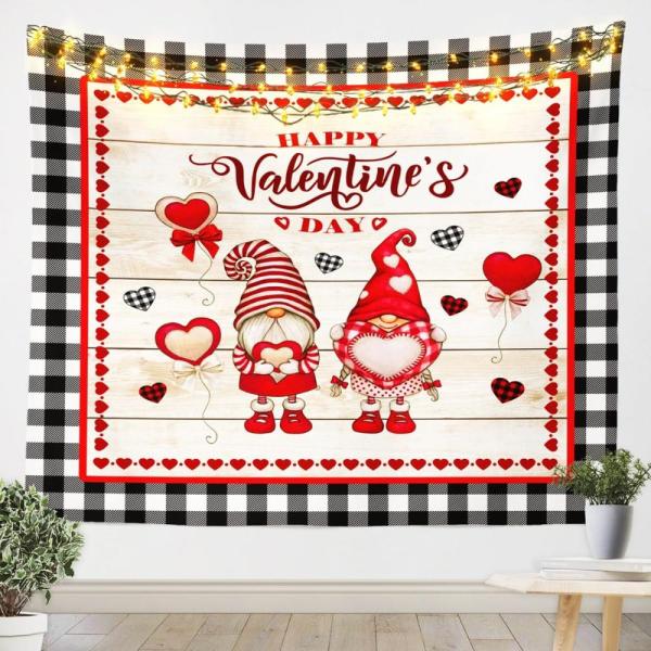 Homewish Valentines Day Tapestry,Cartoon Gnome Lov...
