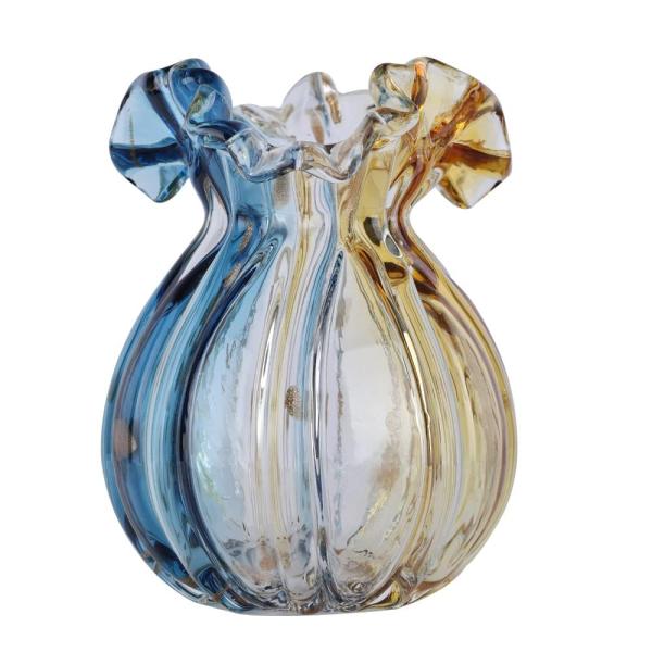 ガラス花瓶 ハンドメイド ウェーブボトルトップ 装飾花瓶 ヴィンテージ風装飾花瓶 カントリーファーム...
