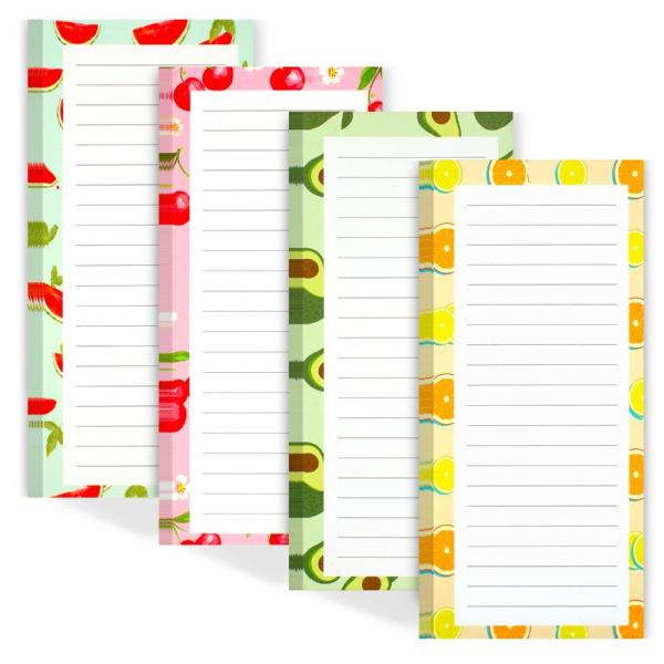 4 Pack Magnetic Notepads for Refrigerator, Grocery...