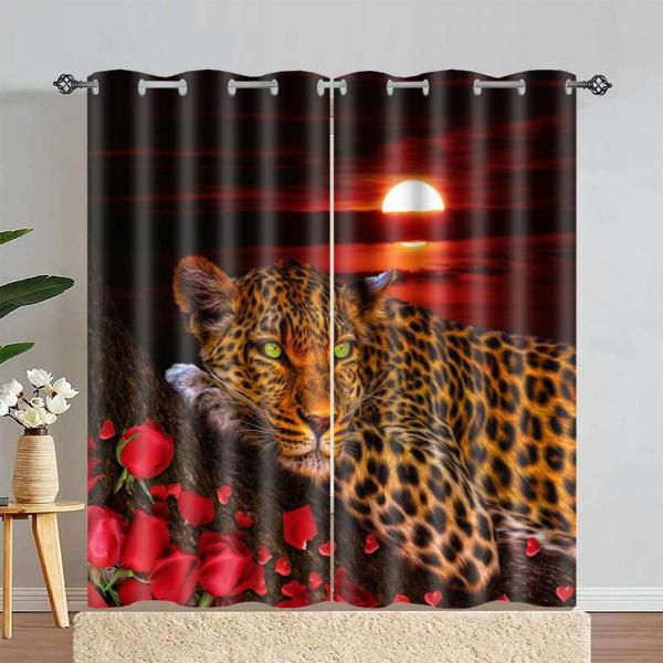 EOTDMS Cheetah Leopard Curtains, Roses Wild Animal...