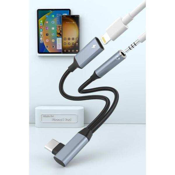 MTAKYI iPhone 15 ヘッドホンアダプター 2イン1 USB C - 3.5mmヘッドホ...