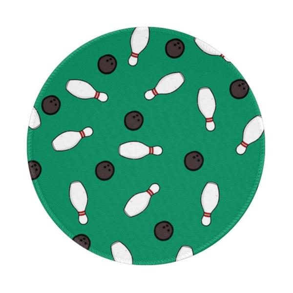 Round Mouse Pad Bowling-Pins-Ball Circular Non-Sli...