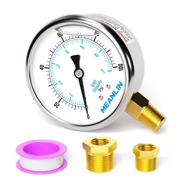 MEANLIN MEASURE 0~100Psi Stainless Steel 1/4 NPT 2...