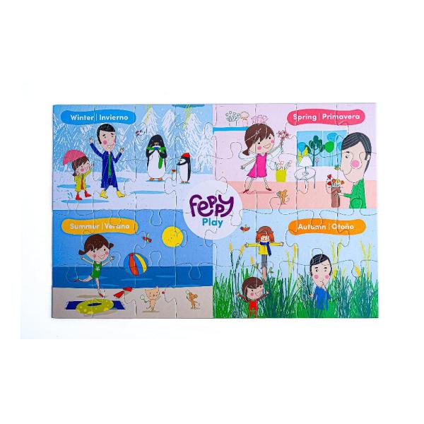 Feppy Bilingual Puzzle for Toddlers 3-5 - Four Sea...