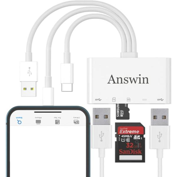 Answin SDカードリーダー iPhone/iPad/Android/Mac/コンピューター/カ...