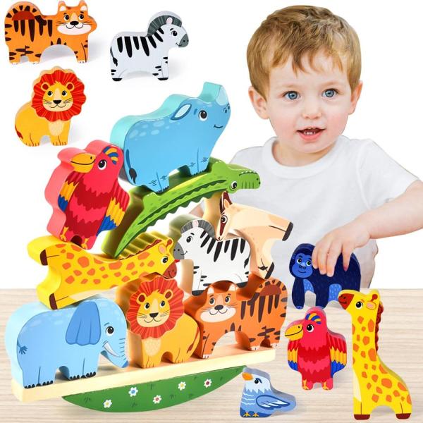 Atoylink Wooden Stacking Toys for Toddlers Cute Zo...