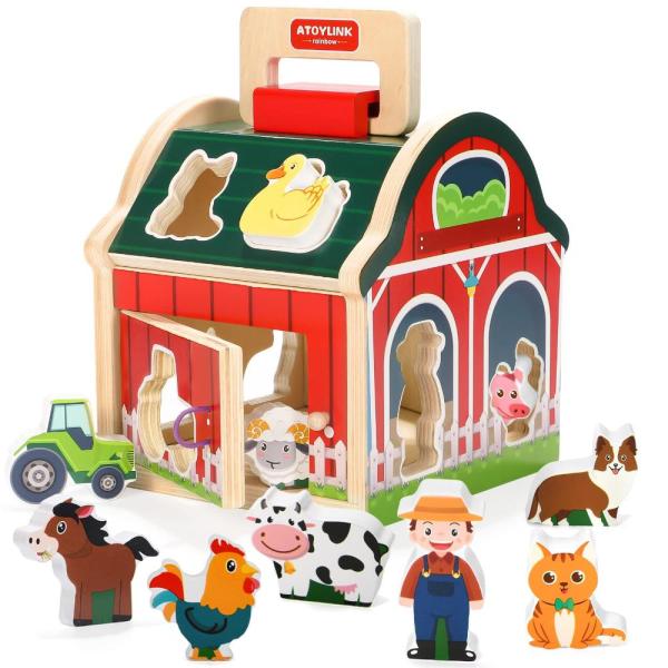 Atoylink Wooden Farm Toys for Toddlers 1 2 3 Year ...