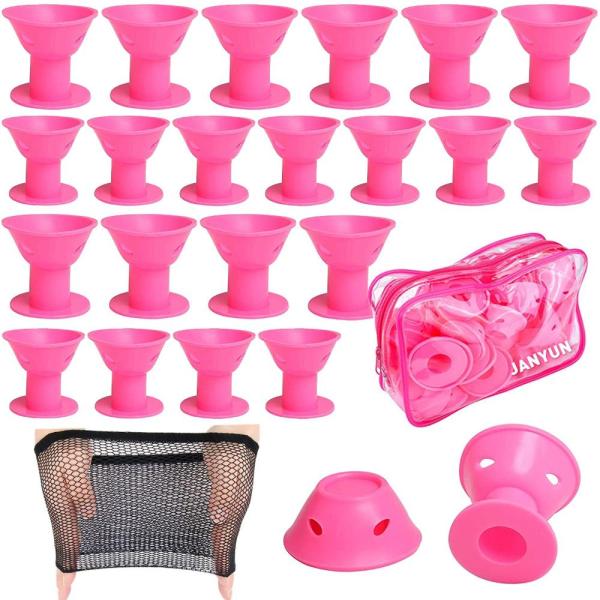 40 Pcs Pink Magic Hair Rollers,Include 20pcs Large...