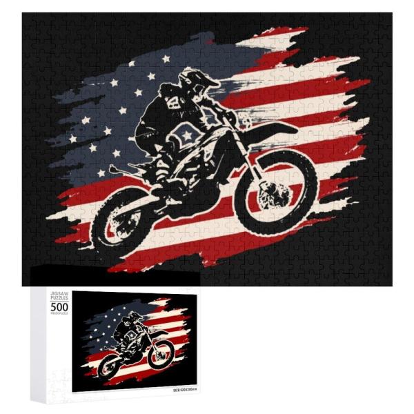 Dirt Bike Motocross American Flag Funny Wooden Jig...