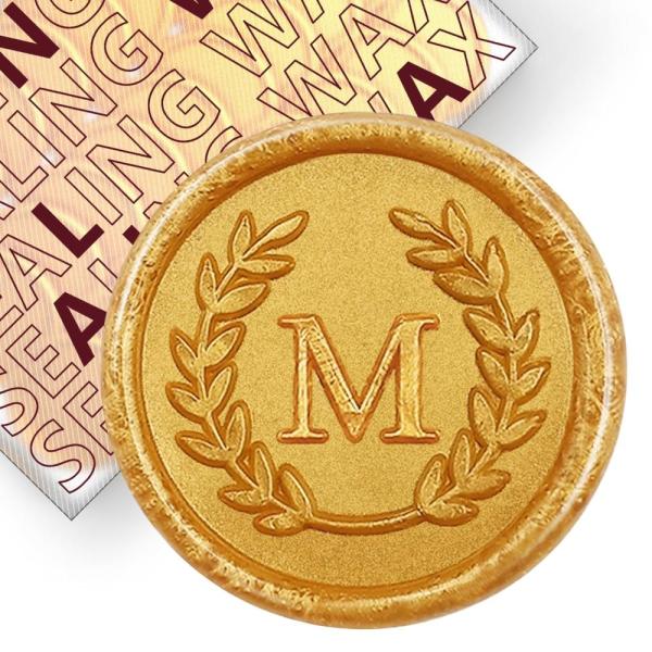 50Pcs Gold Letter M Adhesive Wax Seal Stickers, Ha...