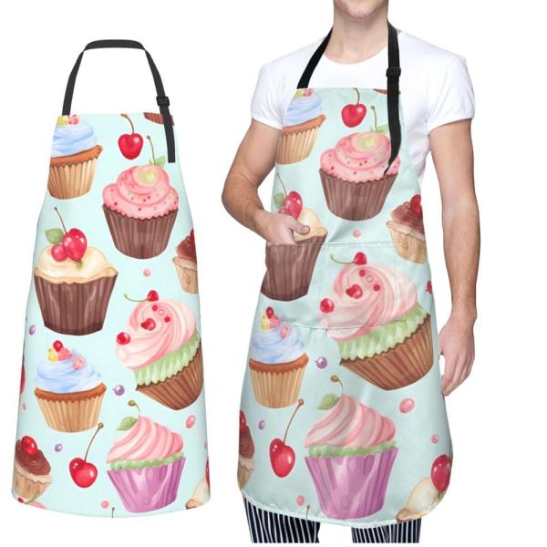 WSOIHFEC Cupcake Pattern Apron for Women Men Water...