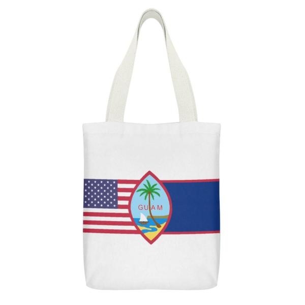 Guam Flag &amp; American Flag Canvas Aesthetic Tote Ba...