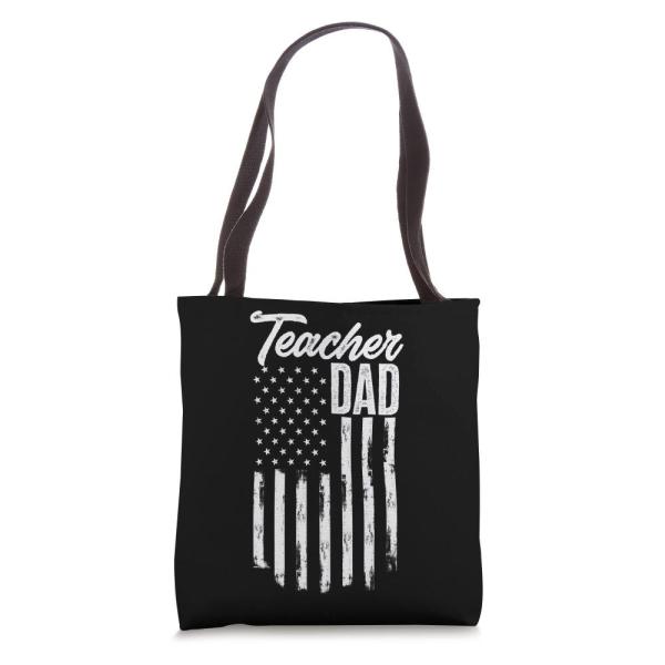 Teacher Dad USA American Flag Father Back to Schoo...