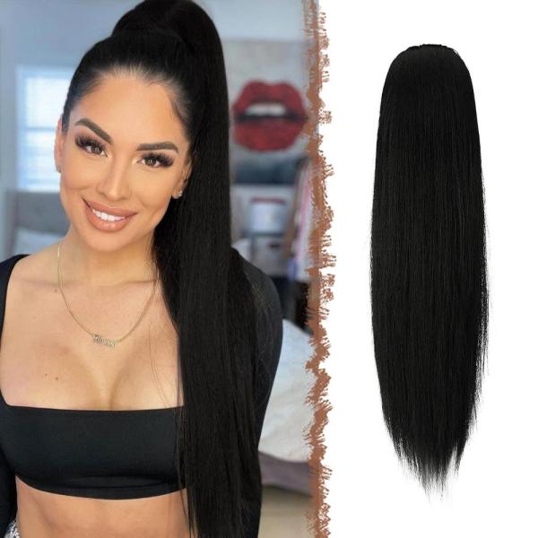 FESHFEN Long Straight Ponytail Extensions 20 inch ...