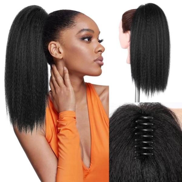 WIGNEE 16 Inches Kinky Ponytail Hair Extensions Cl...