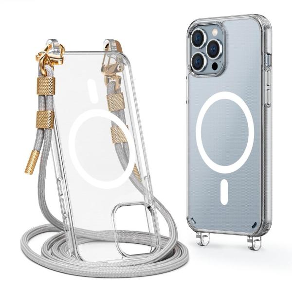 Lawonda 磁気クリアケース iPhone 15 Pro 6.1インチ用 斜めがけ 強力な磁気電...