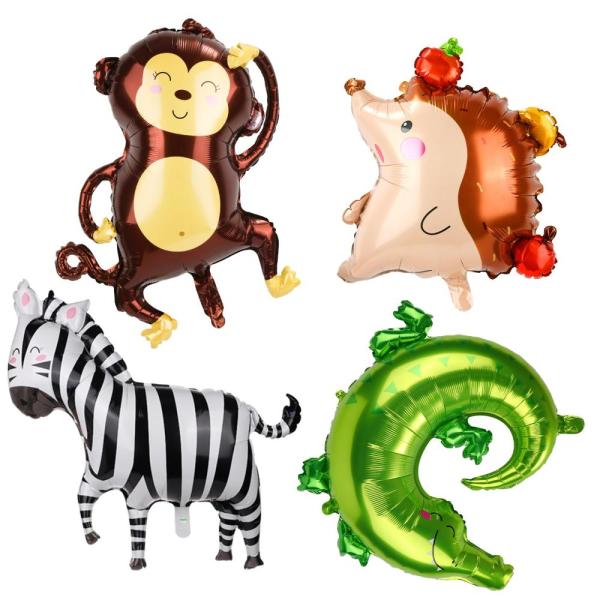 4pcs Jungle Safari Animal Balloons, 4 Patterns Wil...