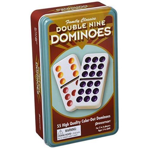 Pressman Toy Double 9 Colour Dominoes in Tin (Colo...