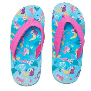 Big Girls Beach Pool Flip Flops Non Slip Sandals (Blue Mermaid, 3)